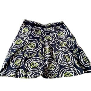 Jessica Flower Floral Black White Green A Line Bow Roses Pattern Midi Skirt